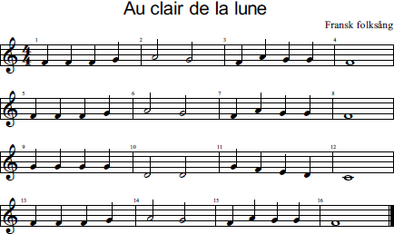 Au clair de la lune noter