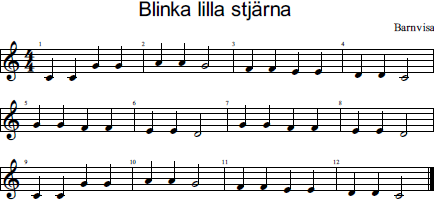 Blinka lilla stjärna noter