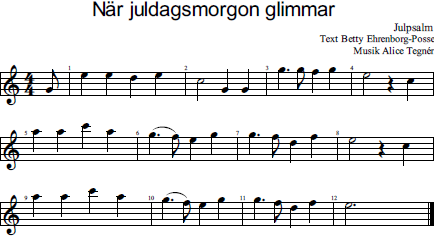 När juldagsmorgon glimmar noter