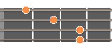 Bmaj7 ackord diagram ukulele